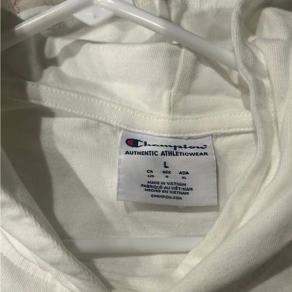 Champion Women's Long Sleeve pullover Hoodie Tshirt Large White Kangaroo Pocket - Picture 2 of 9